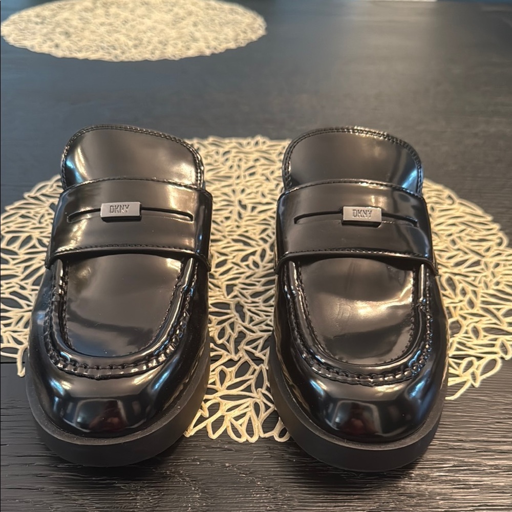 DKNY Glossy Black Loafers